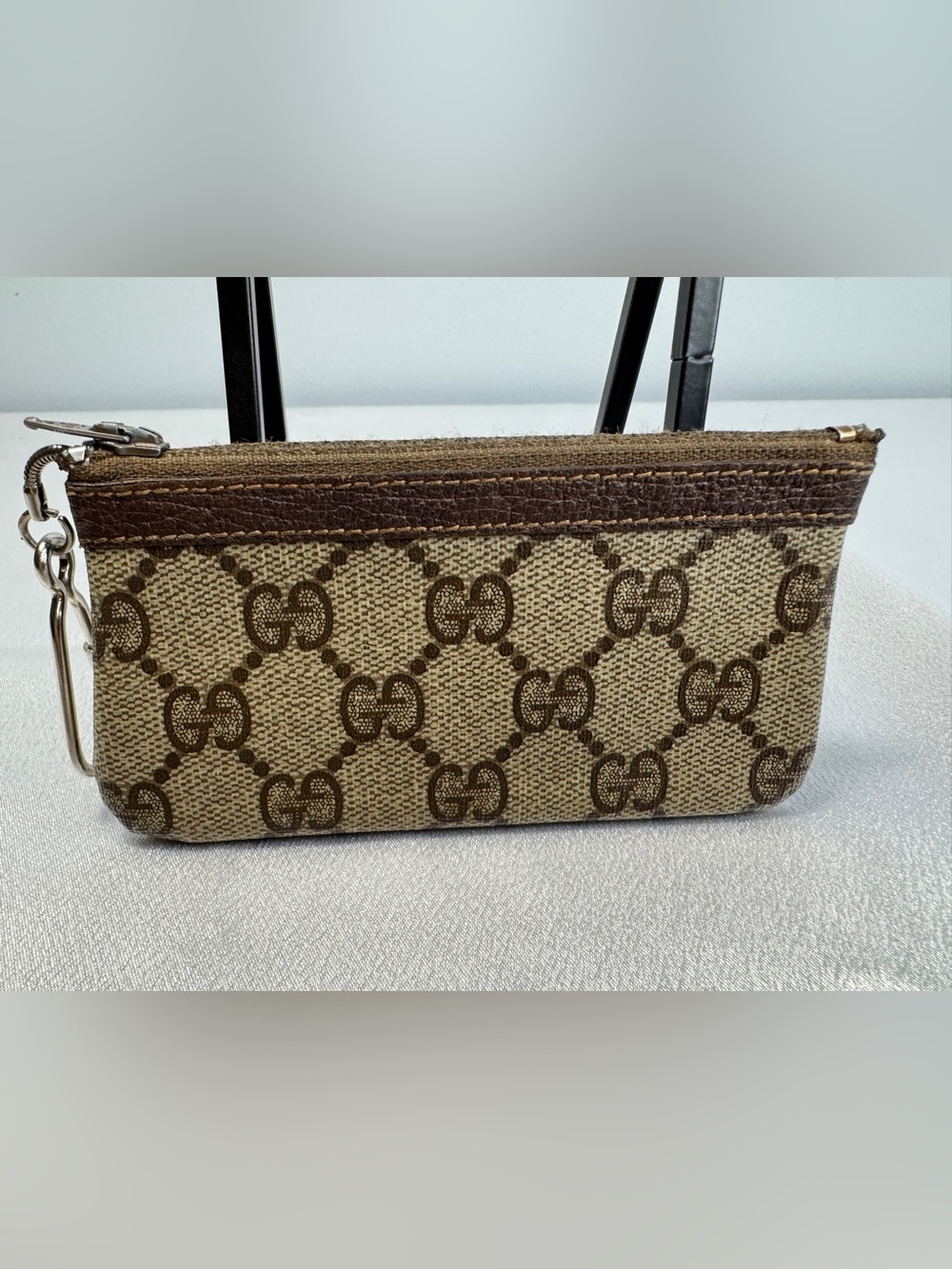 Gucci Vintage Beige & Brown GG Supreme Canvas Key Pouch